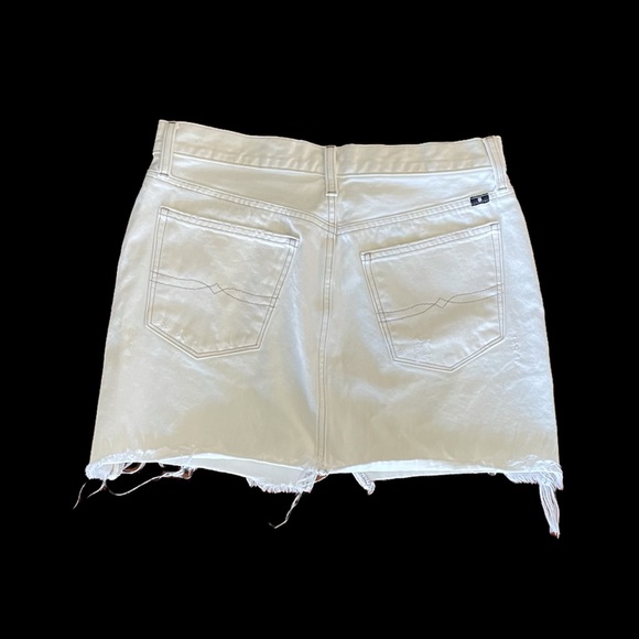 Lucky brand white denim cotton blend raw hem distressed jean skirt size 8 / 29 - Picture 7 of 12